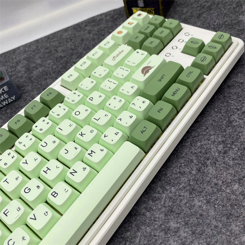 124 مفتاحًا أغطية مفاتيح ماتشا خضراء XDA Profile PBT Keycap للوحة المفاتيح الميكانيكية MX Switch الإنجليزية اليابانية غطاء مفتاح شخصي DIY