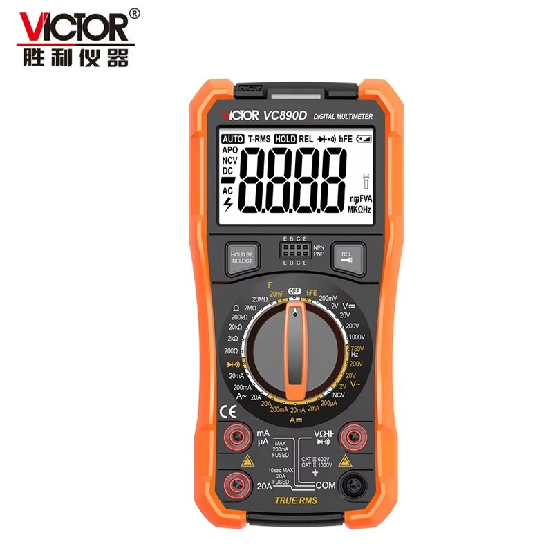 

VICTOR VC890C+VC890D Digital Multimeter True RMS Capacitor 2000uF 20A AC DC Voltage Current Capacitance Tester Meter Backlight