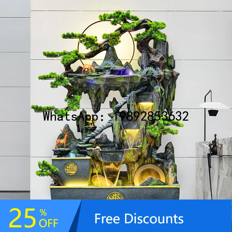 ZK Rockery Water Flow Ornament Circulating Water Fish Tank Floor-standing Wealth-attracting Water Feature Living Room Decoration