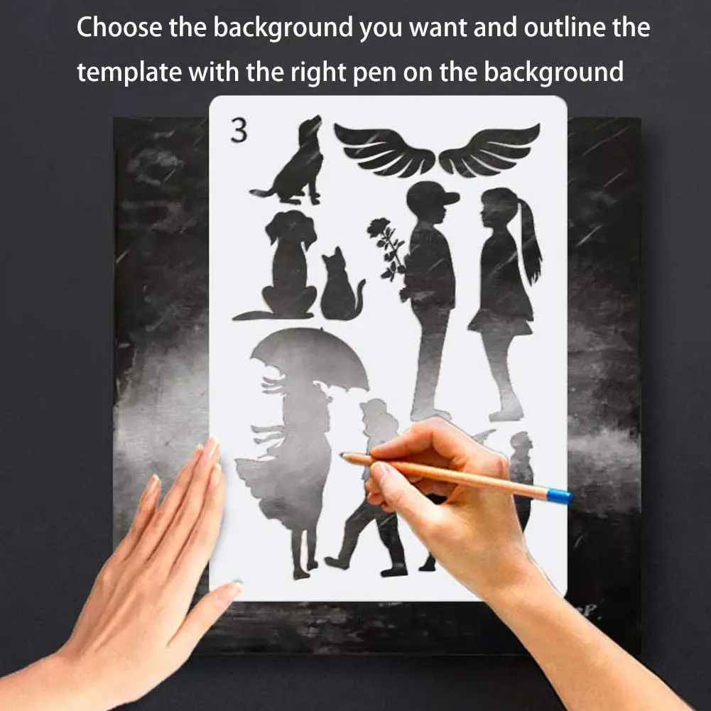 YSUN-12Pcs Mandala Painting Templates Perfect Animal Drawing Stencils Hollow Board For DIY Painting Art