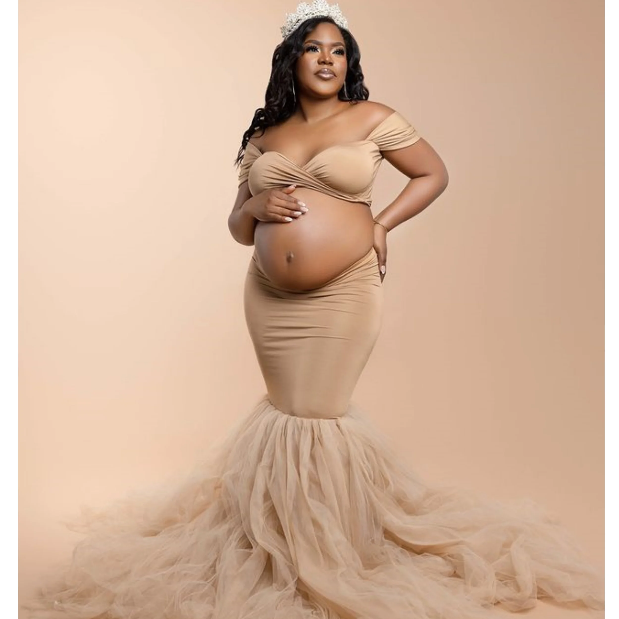 

Sexy Maternity Photo Dresses Off The shoulder Top Pregnancy Mermaid Vestidos de Soriee Photography Shooting For Women