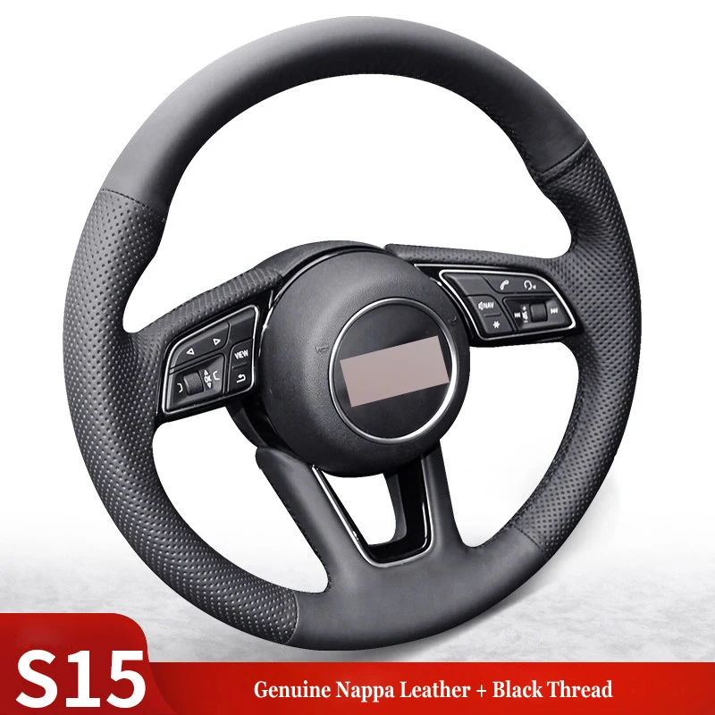 High Quality Genuine Leather Suede Steering Wheel Cover Wrap Car Accessories Specifically for Audi A3 A4 A5 S4 S5 S-LINE