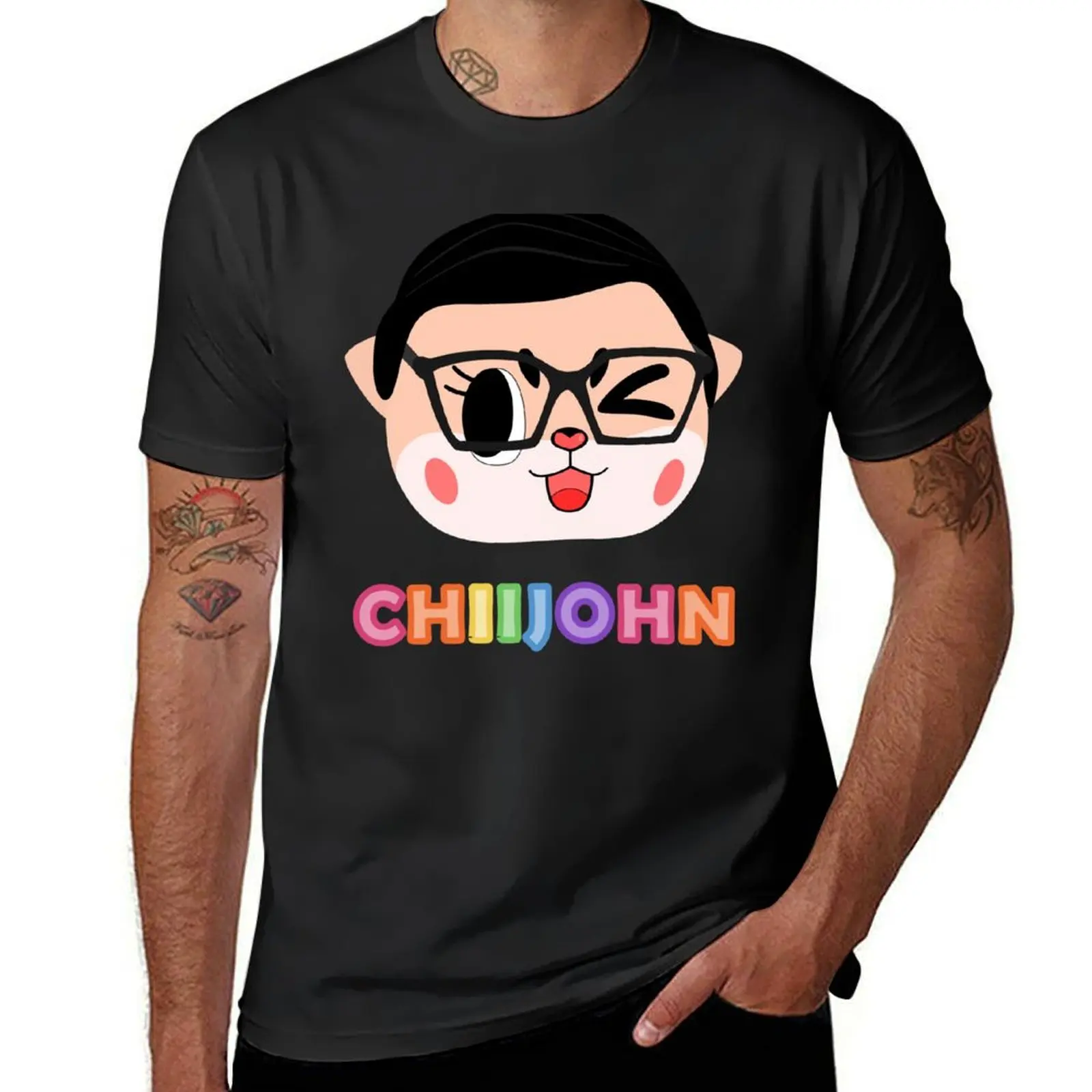 Chiijohn Winking Rainbow T-Shirt vintage clothes heavyweights aesthetic clothes quick drying men workout shirt