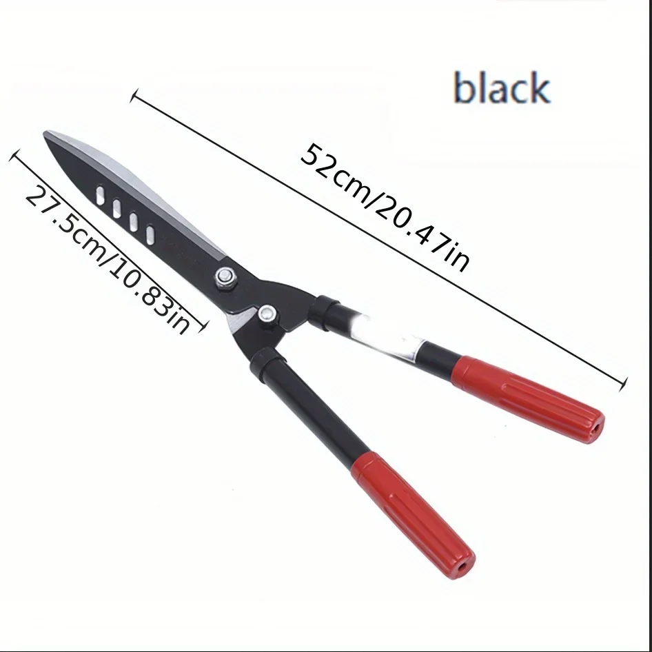 1 Heavy Duty Manganese Steel Gardening Scissors with Ergonomic Iron Handle and Red Grip - Portable Lawn, Hedge, Fence, Holly