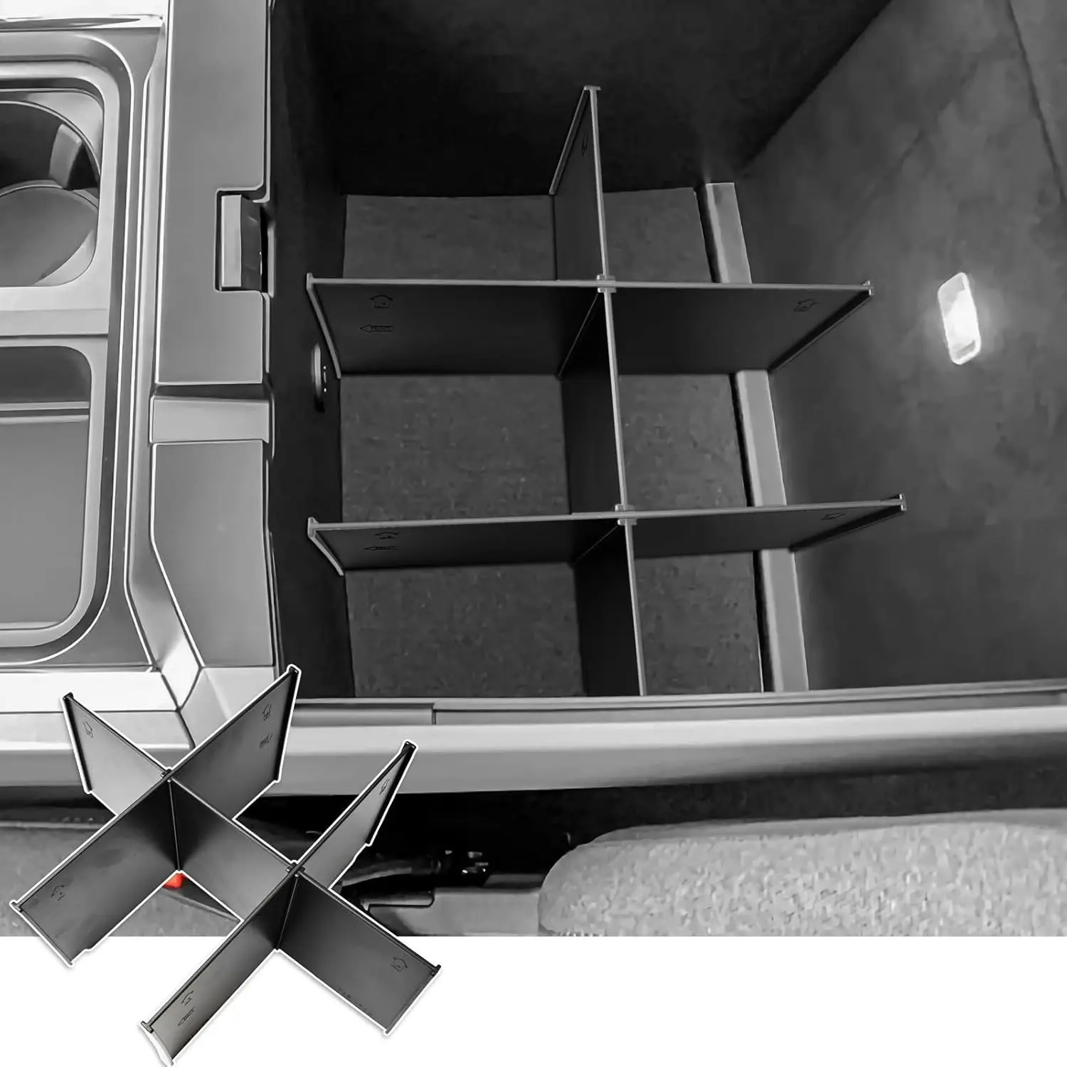 

RUNROAD Center Console Organizer Compatible with Ford F250/350/450 SuperDuty (2023-2025 Armrest Storage Box Insert Tray Dividers