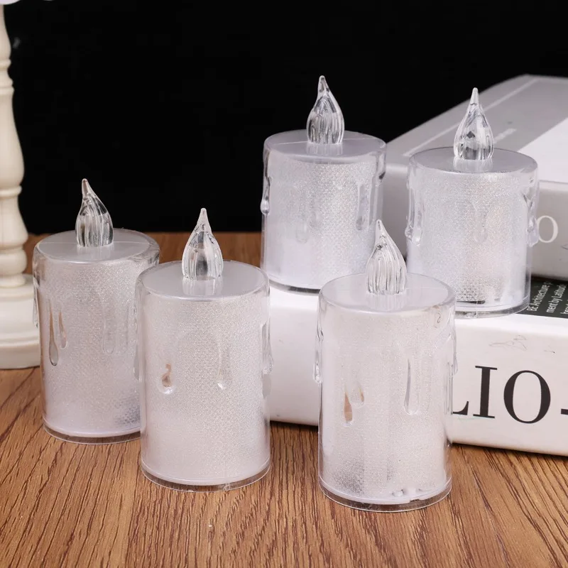 1/6PCS LED Transparent Tearful Electronic Candle Lights Flameless Candle Lamp Acrylic Tealights Wedding Decoration Night Lights