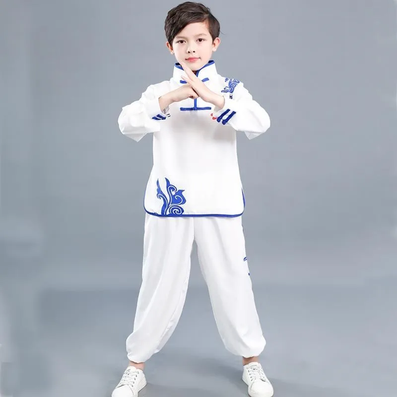 2025 Kids Tai Chi Training Clothes Competition Creative Kungfu Uniform Chinese Style Shaolin Martial Arts Performance Clothing 