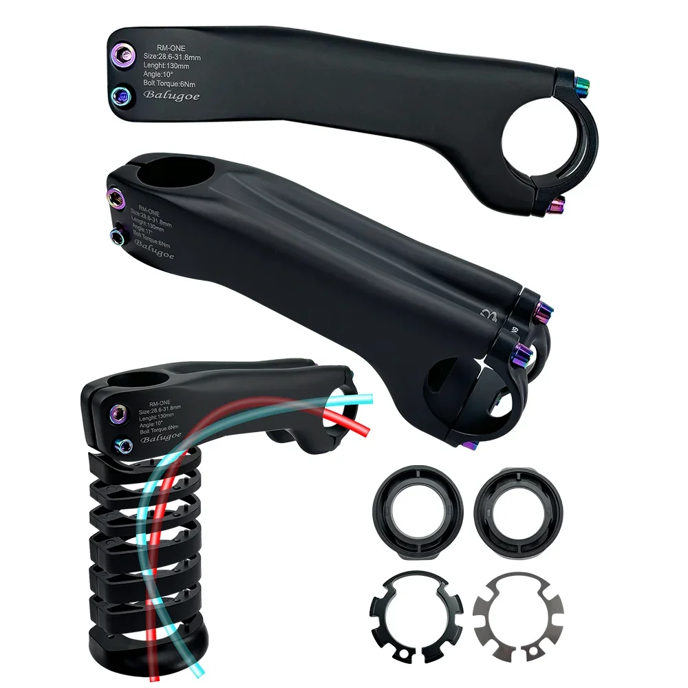 AliExpress NONE BALUGOE Carbon Fiber Internal Wiring Road Bike Mountain Bike Stem 28.6-31.8MM Riser With Washer -10 º -17 º Riding Accessories