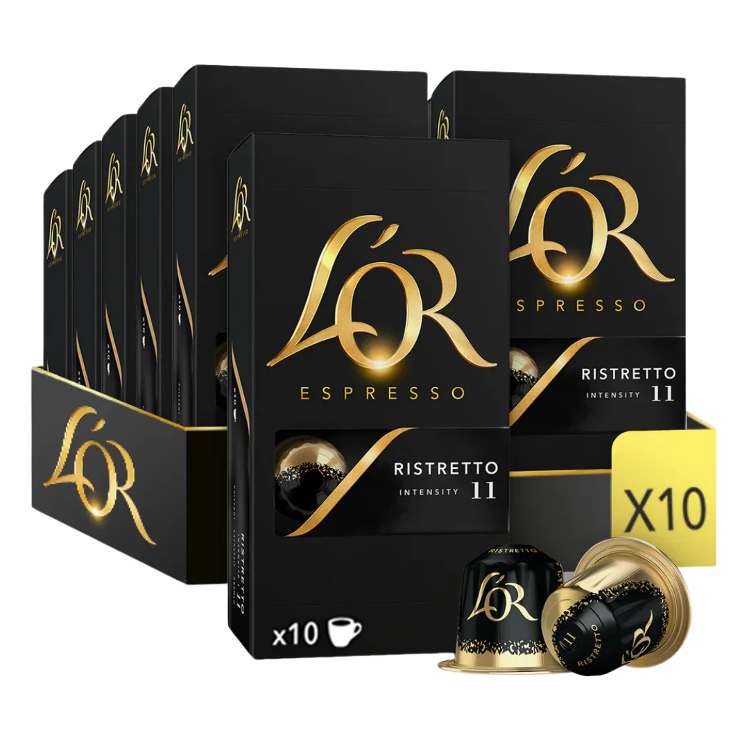 Pack 10 x L'OR Cafe Espresso Cápsulas Ristretto10 Uds Compatibles con Maquina Nespresso - Qumir