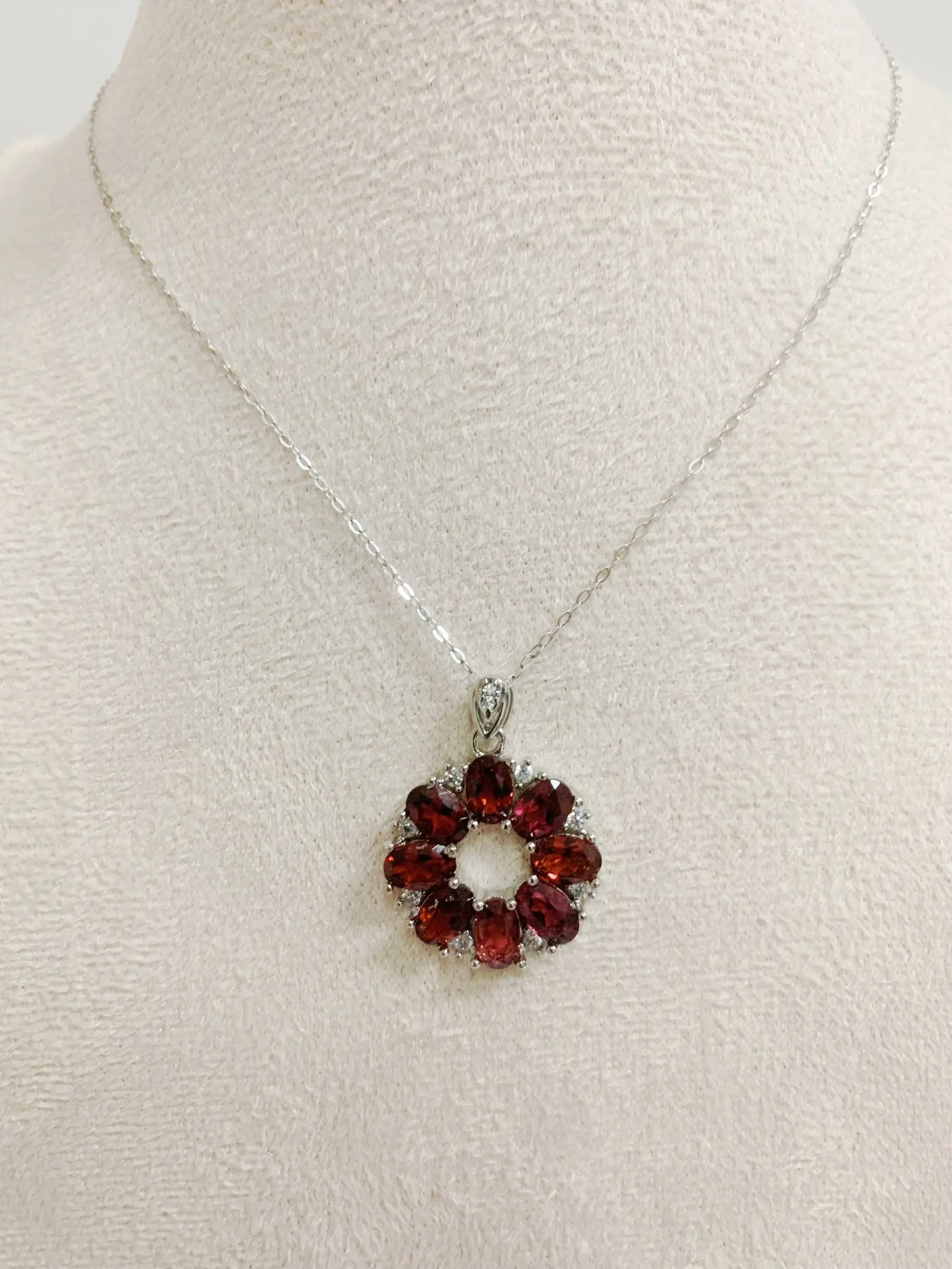 ZECAA grenat rouge bijoux fins femme pendentif grenat rouge avec pierre précieuse grenat rouge naturel 4*6mm pour femme pendentif grenat rouge