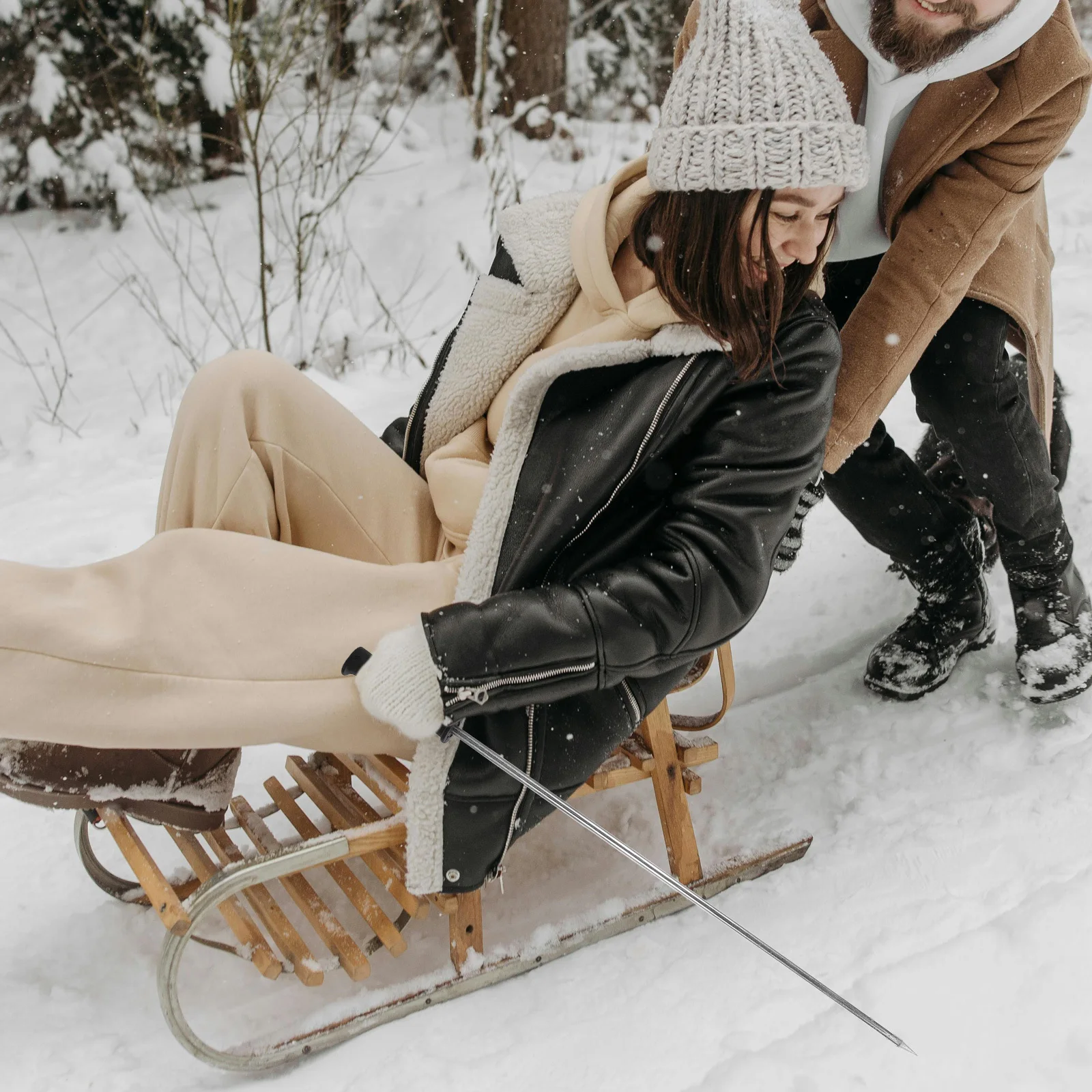 قطعتان من زلاجات الجليد على الجليد للأنشطة الشتوية الخارجية، أداة تحكم بمقبض بتصميم مدمج متين للثلج