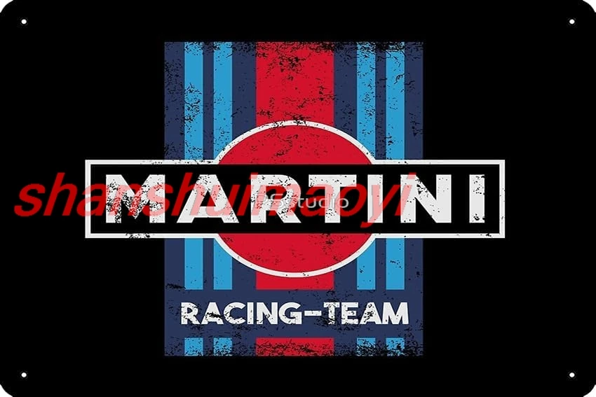 Martini Racing Team Art Print Metal Tin Sign 12 X 8 Inch Funny Man Cave Home Office Bar Decor sign