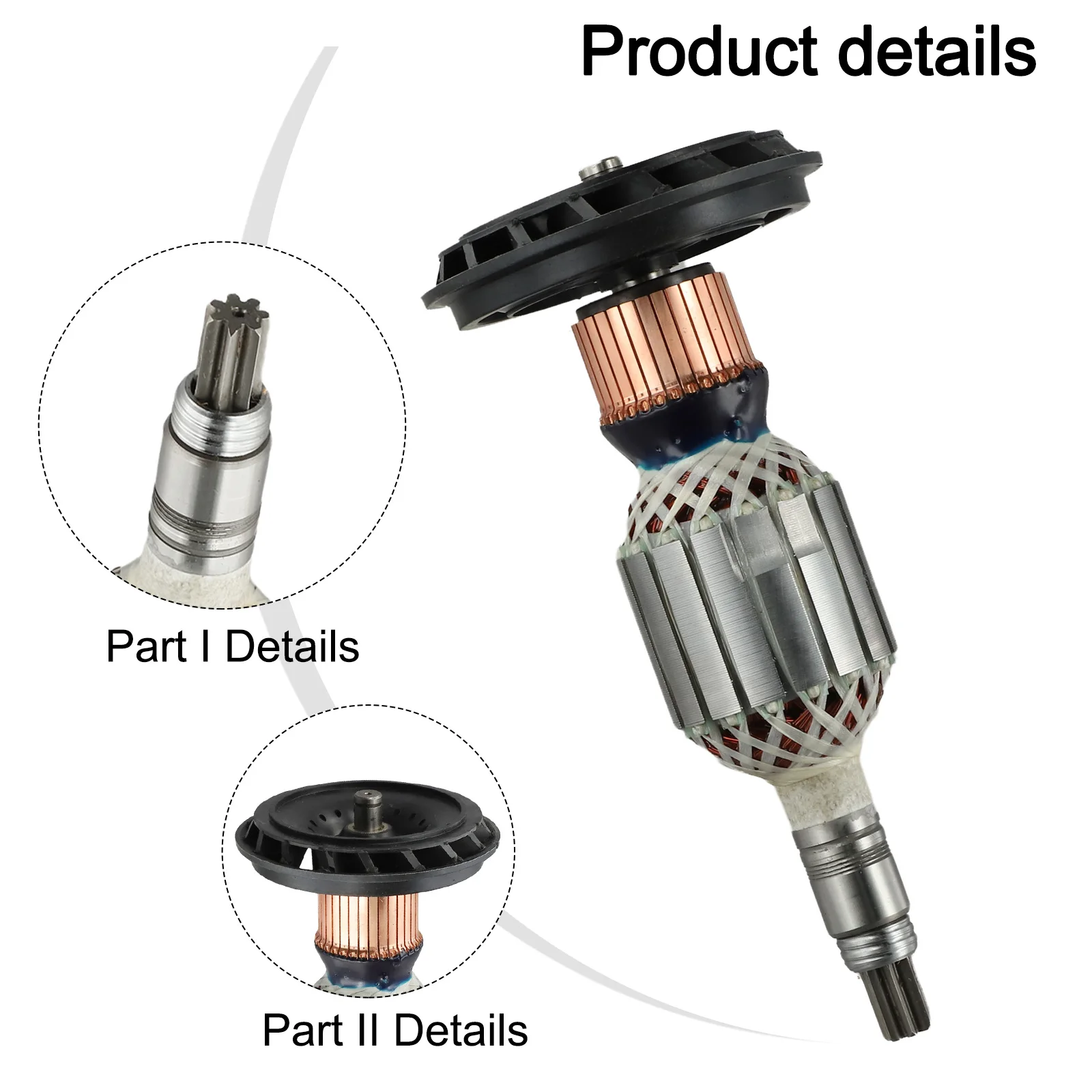 Rotor Anchor Armature With Carbon Brush And Bearing For Demolition Hammer GBH11DE For Gsh11e Replacement Spare Parts 208mm