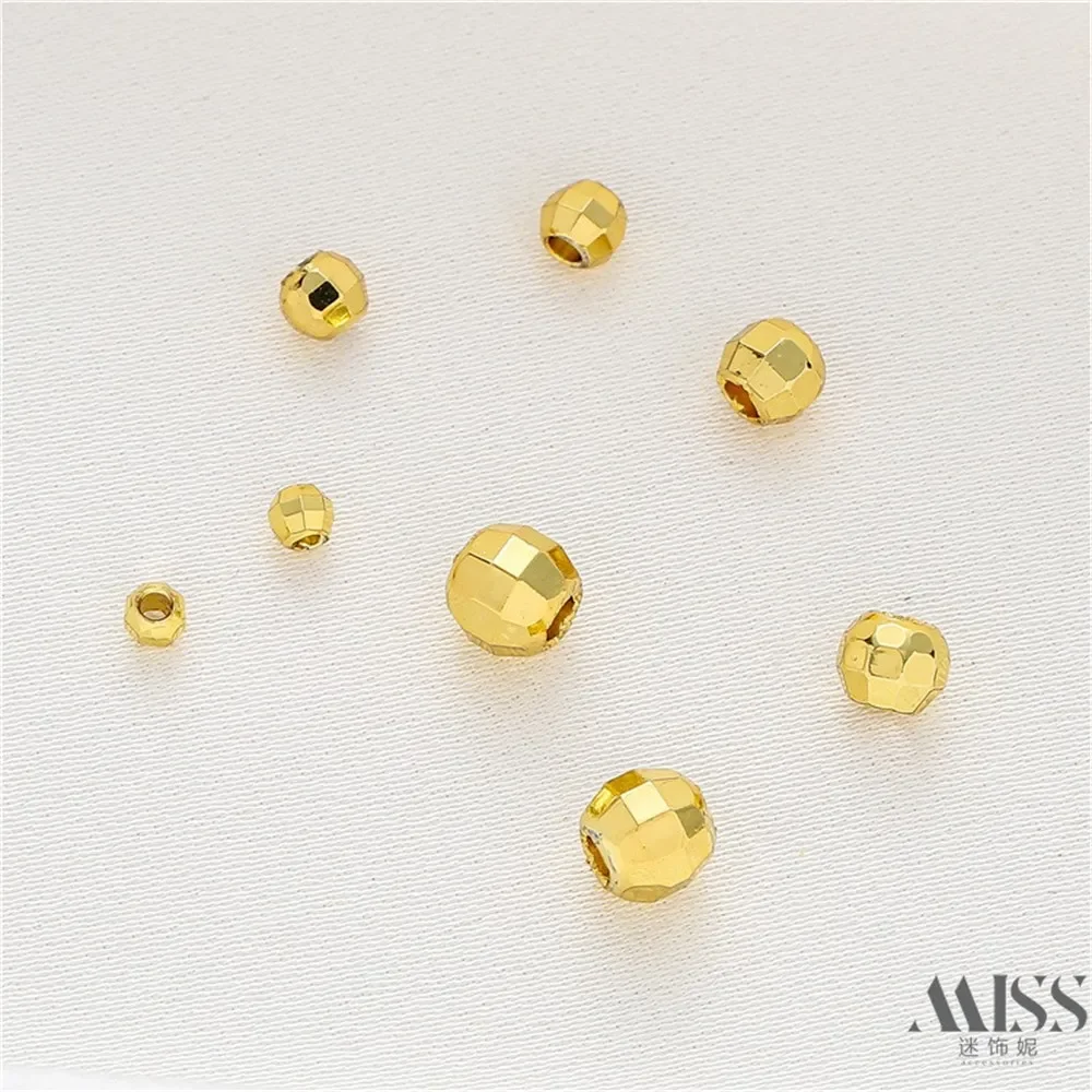 18K Gold-plated Cut Surface Laser Bead Separated Bead DIY Accessory Loose Bead Handmade Bead Bracelet Necklace Jewelry Material