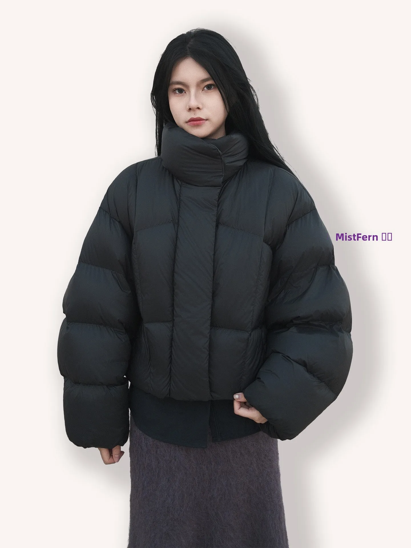 

Пуховик-ветровка Mat Design 90 White Du Down с воротником-стойкой, свободного кроя, в корейском стиле, с длинными рукавами, для повседневной носки