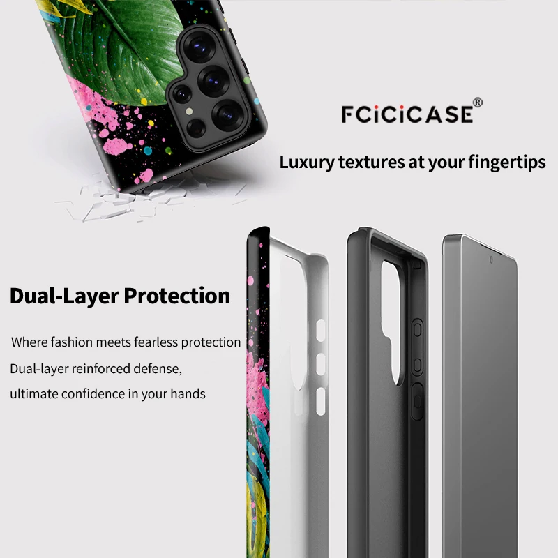 Fcicicase S25 الترا ماتي الاكريليك قضية الهاتف لسامسونج غالاكسي A56 5G A36 A26 A16 S25 S24 S20 FE S23 زائد يترك غطاء طباعة
