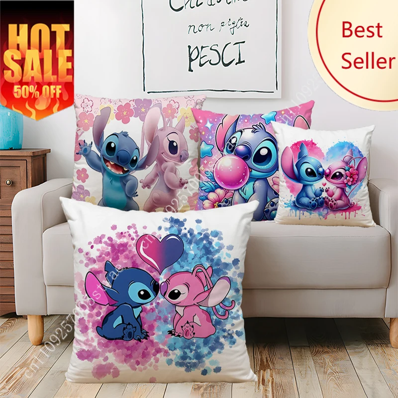 

Stitch Pillowcase Disney Cartoon Pillow Case Soft Sofa Bed Decoration Child Holiday Party Boy Girl Gifts Custom Pillow Cover