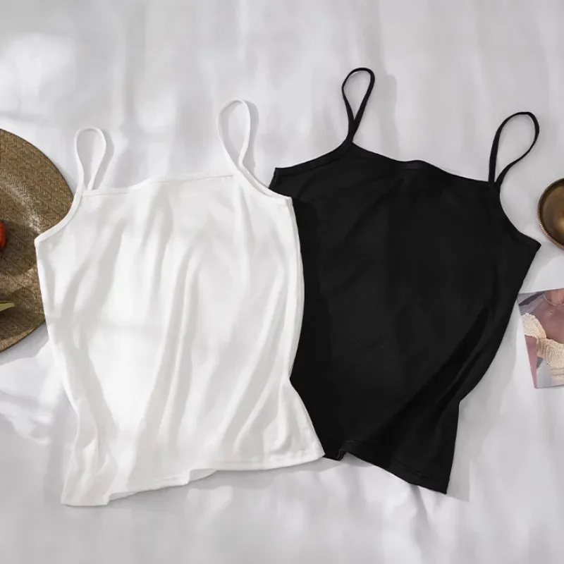 Dámské sexy tílka s ramínky, bílé a černé barvy, bez rukávů, základní tričko, úzká vesta, zeštíhlující tílka, spodní prádlo, módní topy - náhled 6