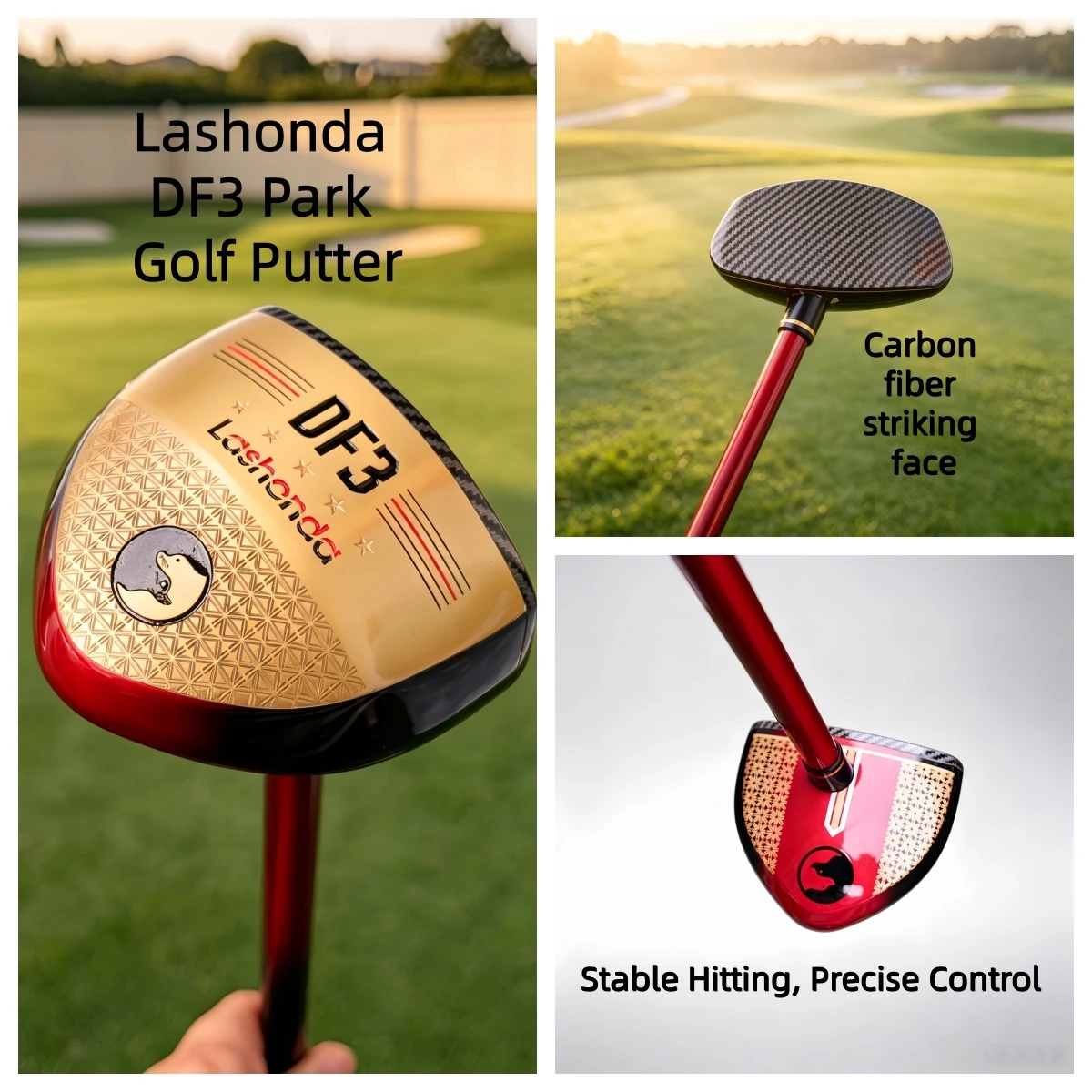 Lashonda DF3 Park Golf Putter, Forged Aluminum Head Low CG Multi‑Purpose Practice Putter for Men Women Putting Chipping Short Ga