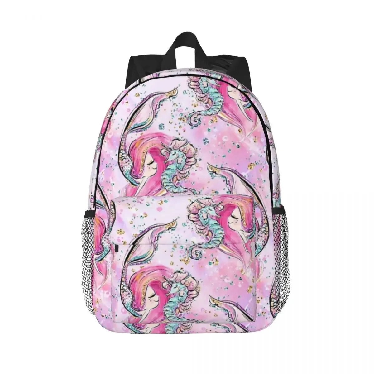 Karamfila Mermaids - Redhead Mermaid With Seahorse Backpacks Teenager Bookbag Children School Bags Travel Rucksack Shoulder Bag