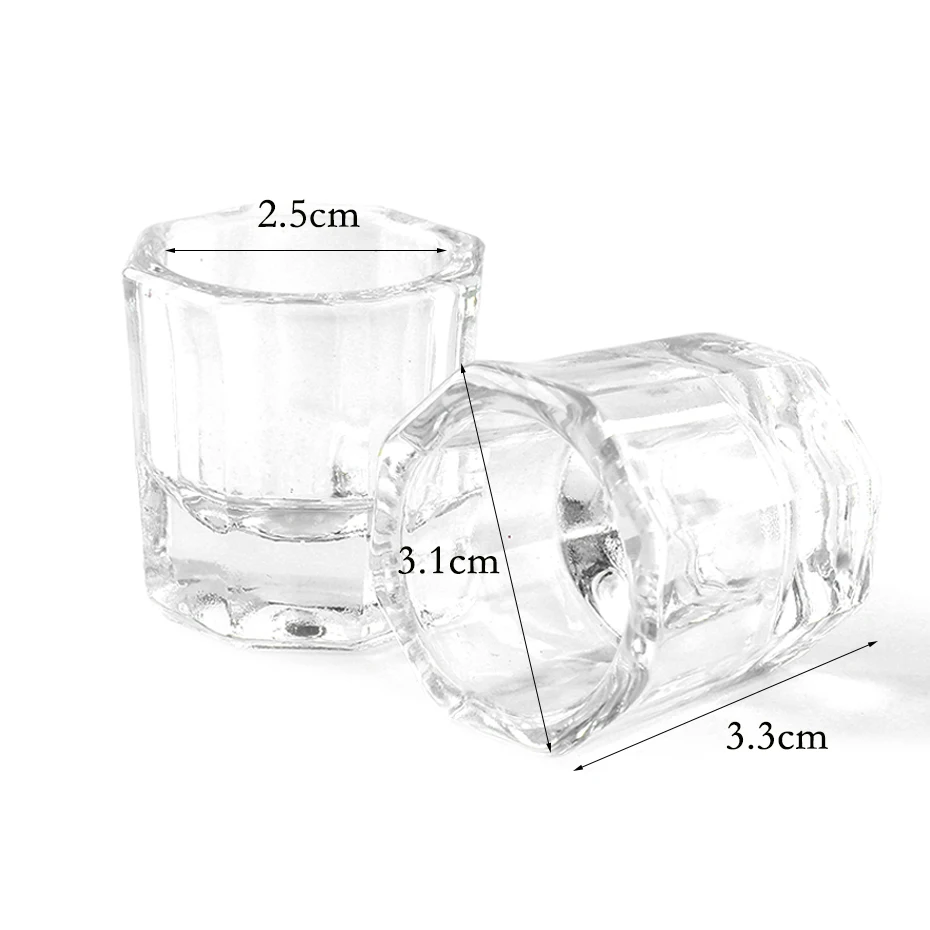 1 stücke Kristall Glas Tasse Nail art Dappen Dish Acryl Glitter Pulver Flüssigkeit Container DIY Maniküre Nagel Kunst Equinment Werkzeuge LY1606