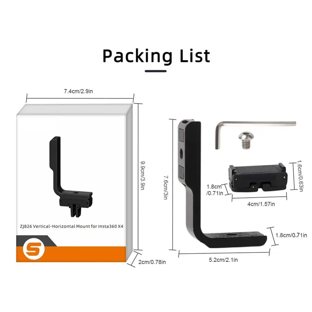 Quick Release Magnetic Bracket Aluminum Alloy Sturdy Horizontal Vertical Adapter L-Shaped for Insta360 X5/X4