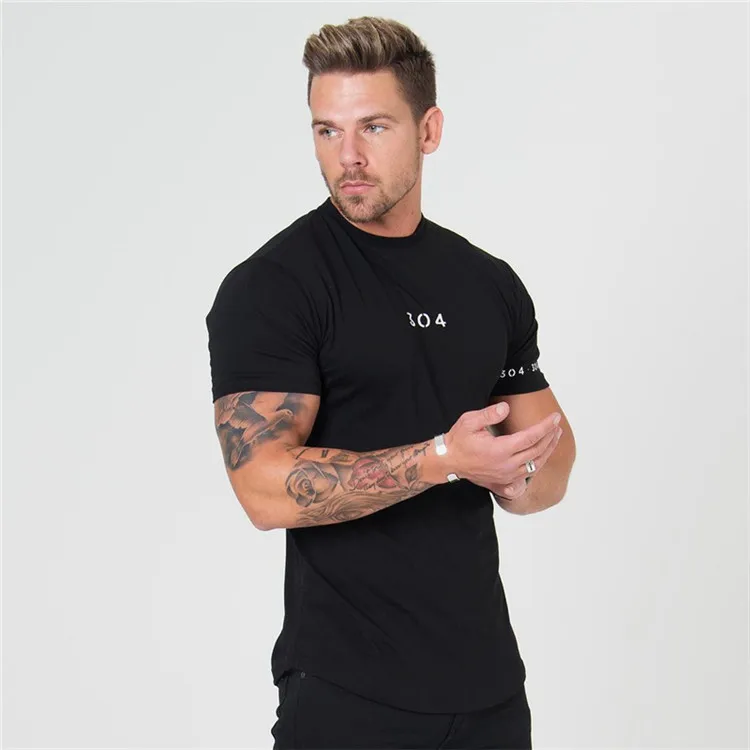 New Gym Clothing Fitness Tees Men Fashion Extend Hip Hop Summer Short Sleeve T-shirt Cotton Bodybuilding Muscle Guys