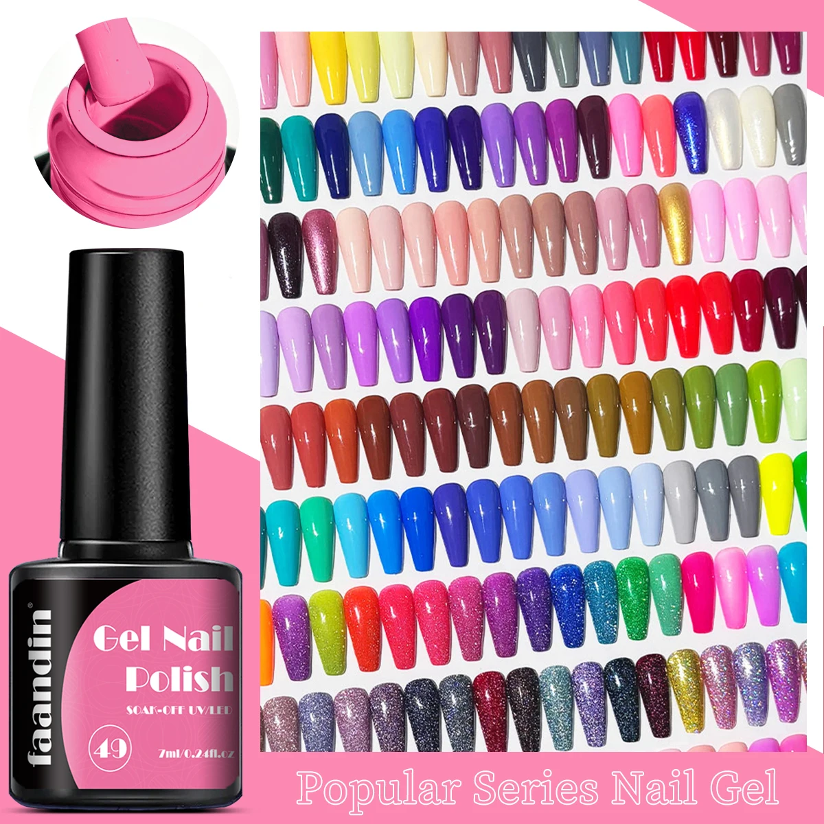 Faandin 7ml 1 Bottle, Classic Dazzling Color Series, Solid Color Gel Nail Polish, Classic Versatile Colors, Rich Color, Pearlescent Solid Colors Are All Very Versatile, Strong and Long-Lasting, Wear-Resistant, Not Easy to Fade, a Must-Have Item for Fashionable Ladies' Dates and Social Gatherings, Easy to Apply at Home, Nail Salon Special Nail Gel