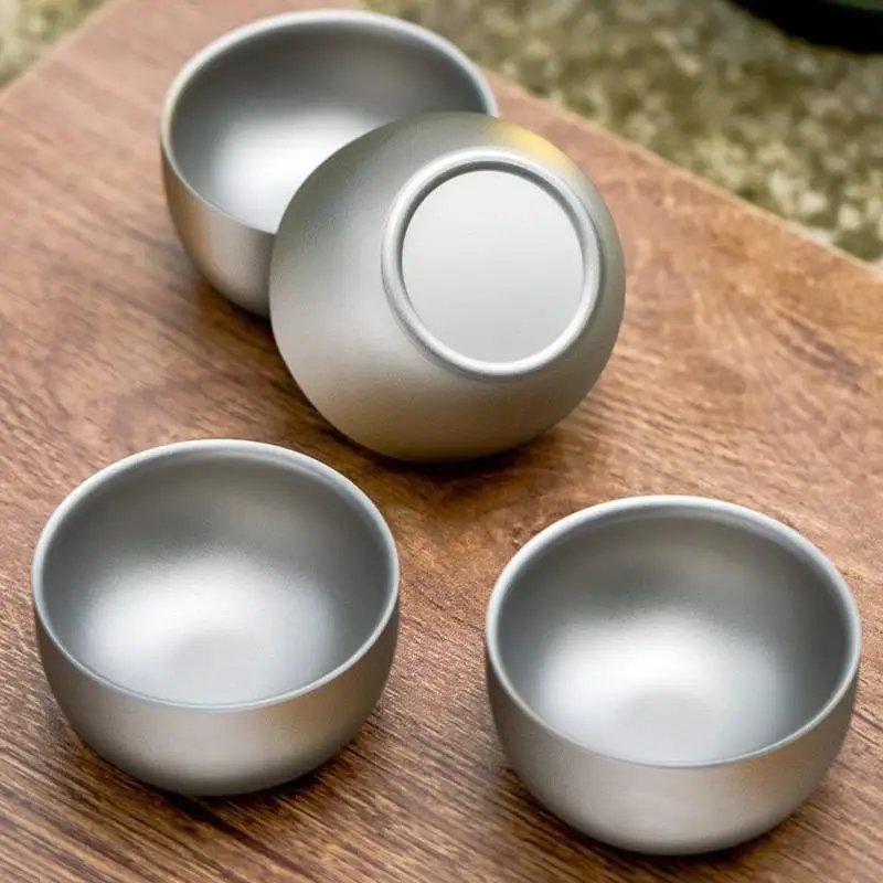Pure Titanium 50ML Double Wall Cup Mini Mug for Tea Coffee Camping Outdoor Brewing Lightweight Drinkware Picnic Set