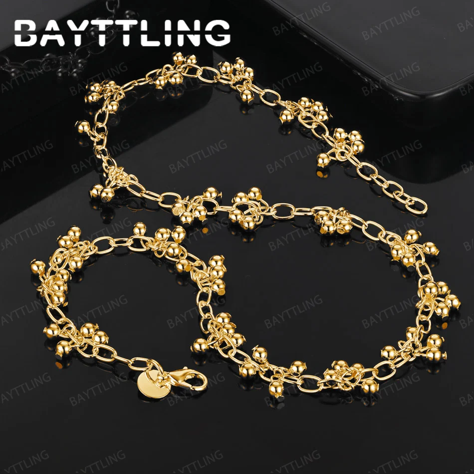 

925 Silver 18k Gold Exquisite Beaded Necklace Women'S Fashion Party Jewelry Wedding Accessories