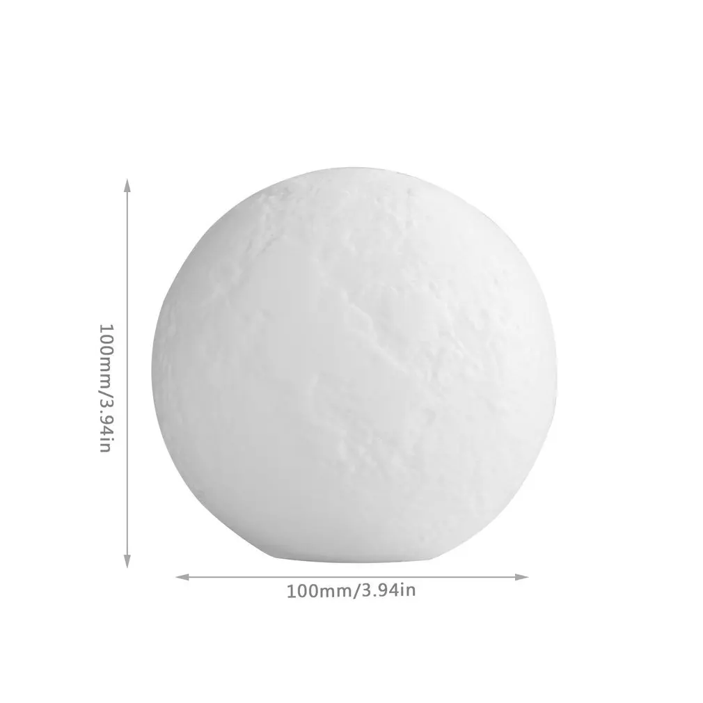 Recarregável LED Moon Lamp, 3D Print, Night Light, Criativo, Interruptor De Toque, Decoração Do Quarto, Presente De Aniversário