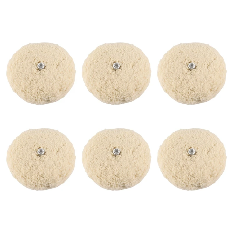 

7 Inch Double Sided Wool Polishing Pad Buffing Pad With 5/8 Inch Bolt Wool (Pack Of 6)