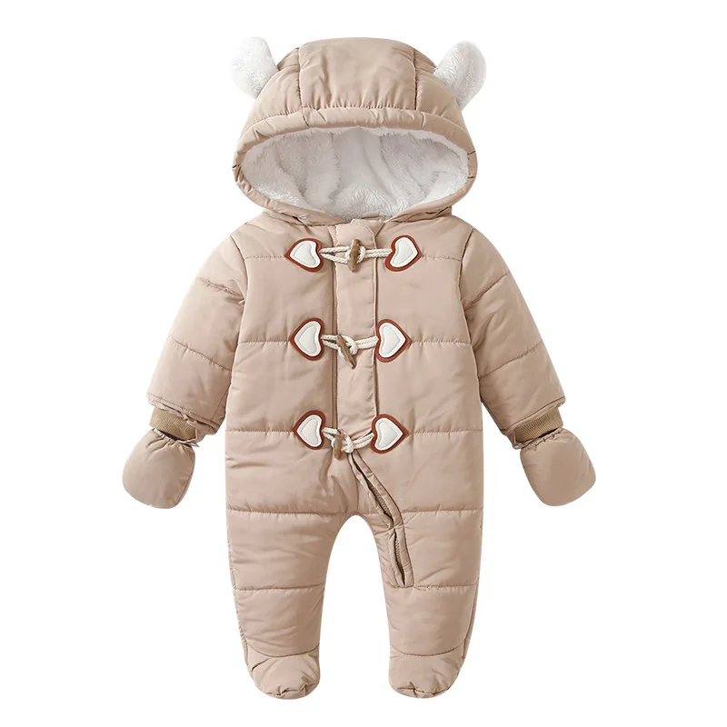 IYEAL Baby Winter Rompers For Newborn Girl Boy Clothes Toddler Baby Jumpsuit Overalls Horn Button Warm Outerwear Infant Clothing