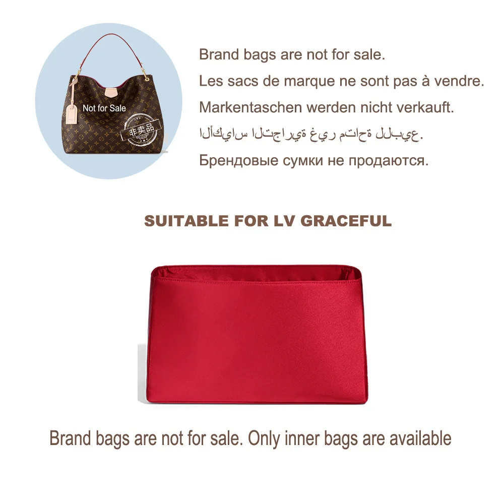 

High Quality Acetate Silk Bag Organizer for LV Graceful Bag Storage Cosmetic Organization Insert Inner Bag