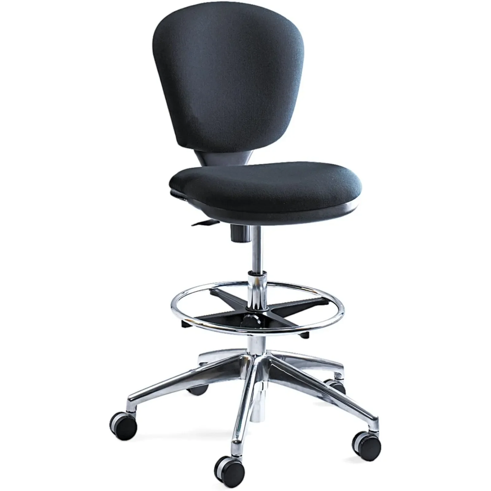 US Metro Extended-Height Chair, Ergonomic Office Chair, Height Adjustable Rolling Chair with Swivel Base, Padded Black