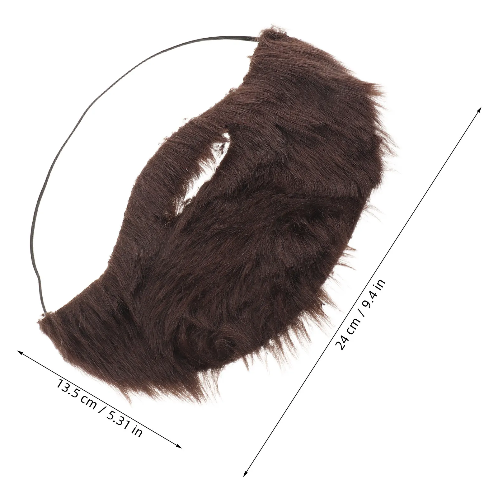 2Pcs Men Brown Short Fake Beard Elastic Band Reusable Costume Beard for Halloween Cosplay Party Facial Hair Costume Beards