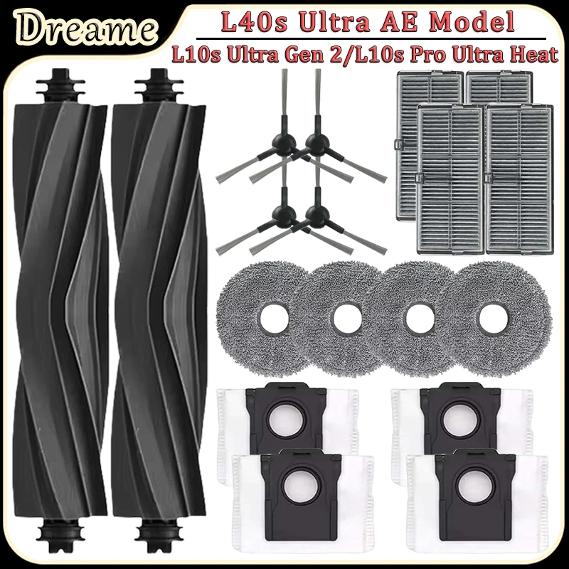 For Dreame L10s Ultra Gen 2/L10s Pro Ultra Heat/L40s Ultra AE Model Robot Vacuum Accessories Filter Dust Bag Replacement Parts