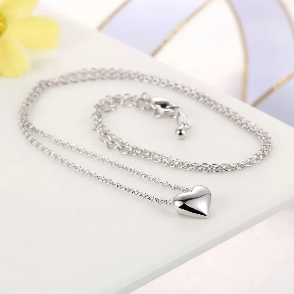 Y2K New Stainless Steel Elegant Girl and Lady Love Necklace Fashionable Light Luxury Simple Pendant Women Holiday Jewelry Gift