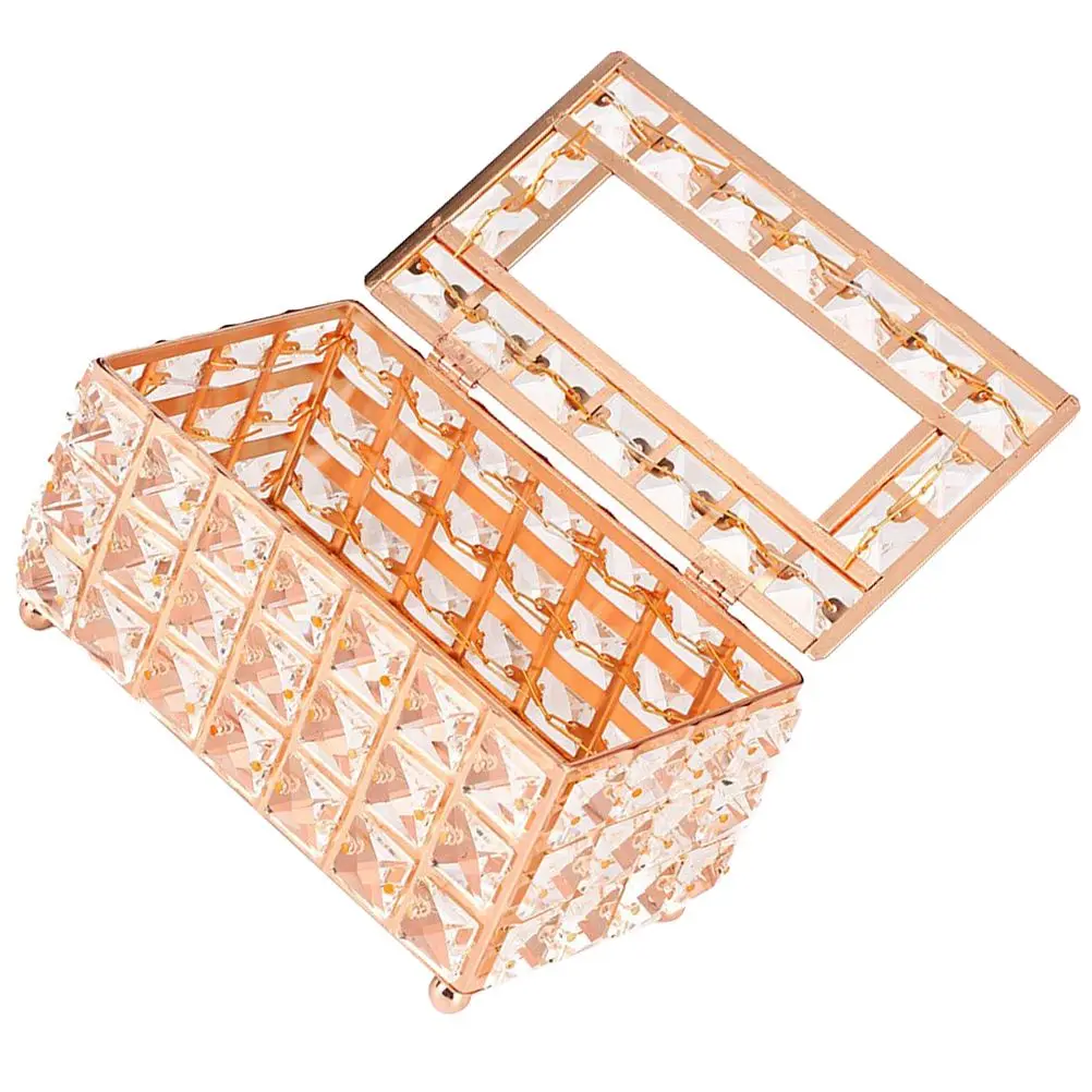 

Хрустальная крышка коробки для салфеток, прямоугольный держатель из металлического сплава, органайзер для салфеток, контейнер для бумажных полотенец с розой