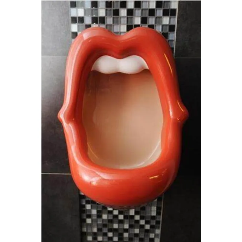 Creative Beauty Red Lips Human Mouth Urinal Toilet Bucket Is Different