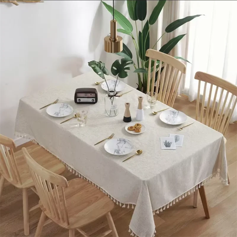 Solid Color Fabric Tableclot Linen Thickened Plain Color Simple Modern Dining Table Cloth Nordic Coffee Table Tablecloth