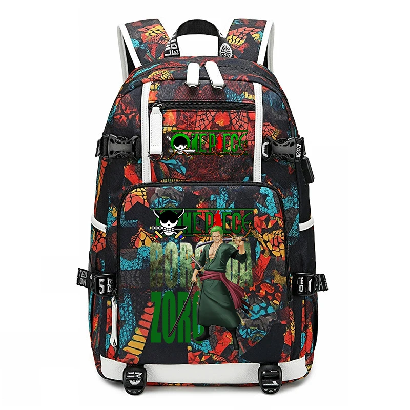 One Piece Zoro Printed School Backpack Large Capacity Students Bookbag For Kids Teens