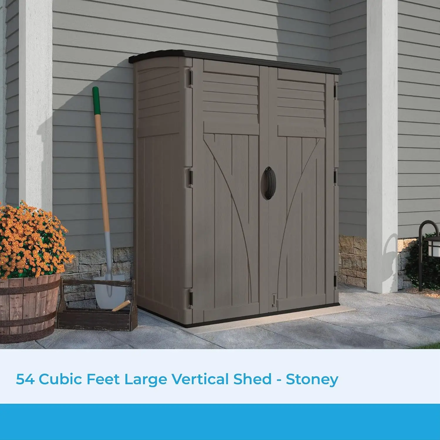 54 cu. ft Resin Vertical Lockable Storage Shed, Stoney, BMS5700SB