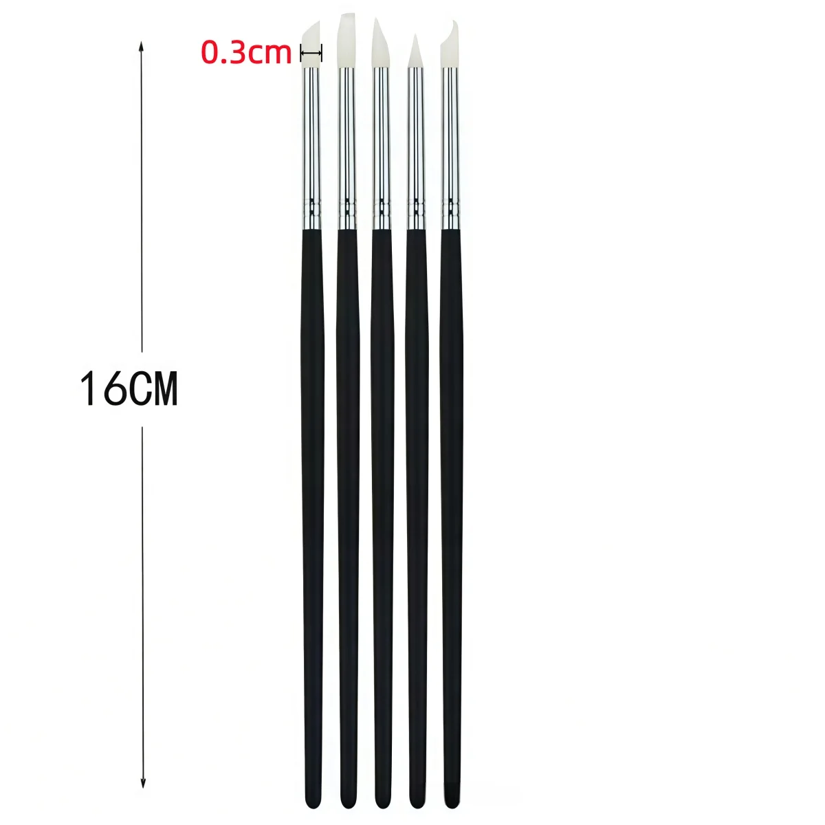 5pcs Silicone Rubber Tip Paint Brushes for Watercolor Oil Painting Polymer Clay Sculpting Fimo Modelling Tools Art Supplies - view 2