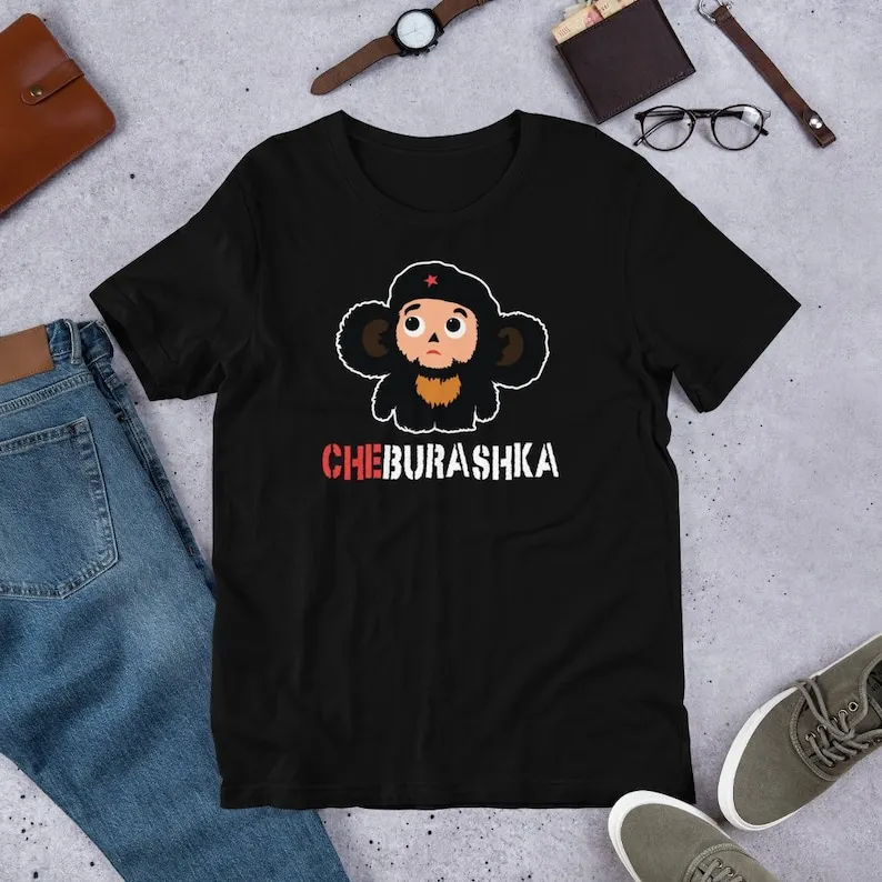 Funny Cheburashka Che Guevara Russian Cartoon Graphic Tshirts Che Burashka Shirts for Women Classic Cartoons Tops Tee