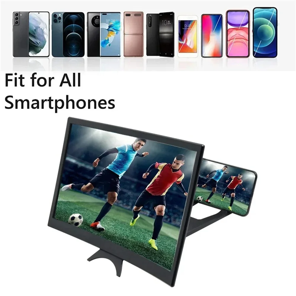 3D HD Magnifier Mobile Phone Screen Magnifier 12 Inch Large Screen Amplifier Curved Screen Smartphone Video Amplifier Holder