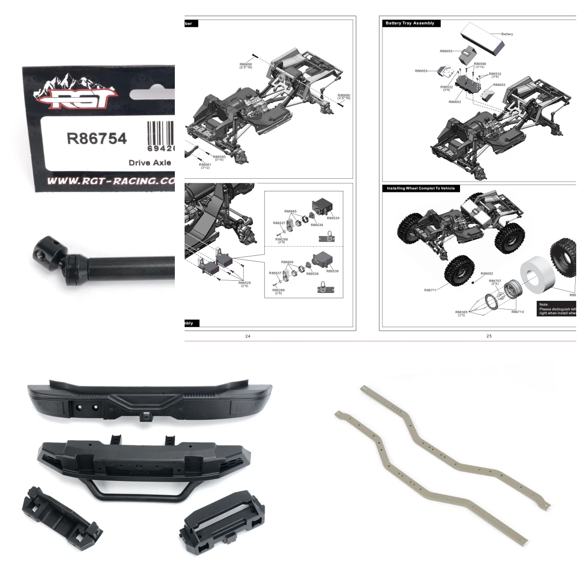 RGT Original Spare Parts R86716 R86754 R86743 FOR RGT EX86130 EX86160 1/10 RC Crawler  Electric Remote Control Model Car