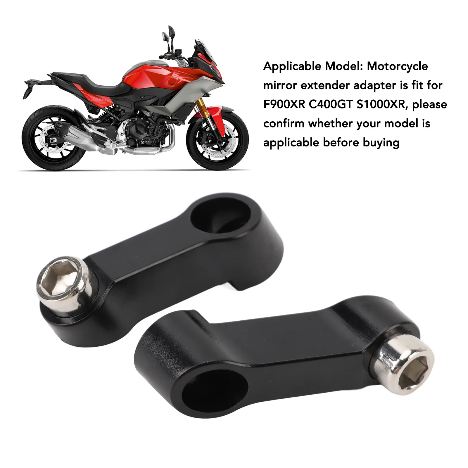 Motorcycle Mirror Mount Riser Shockproof M10 X 1.5mm Corrosion Resistant  Motorcycle Mirror Extender for R1200R R1250R