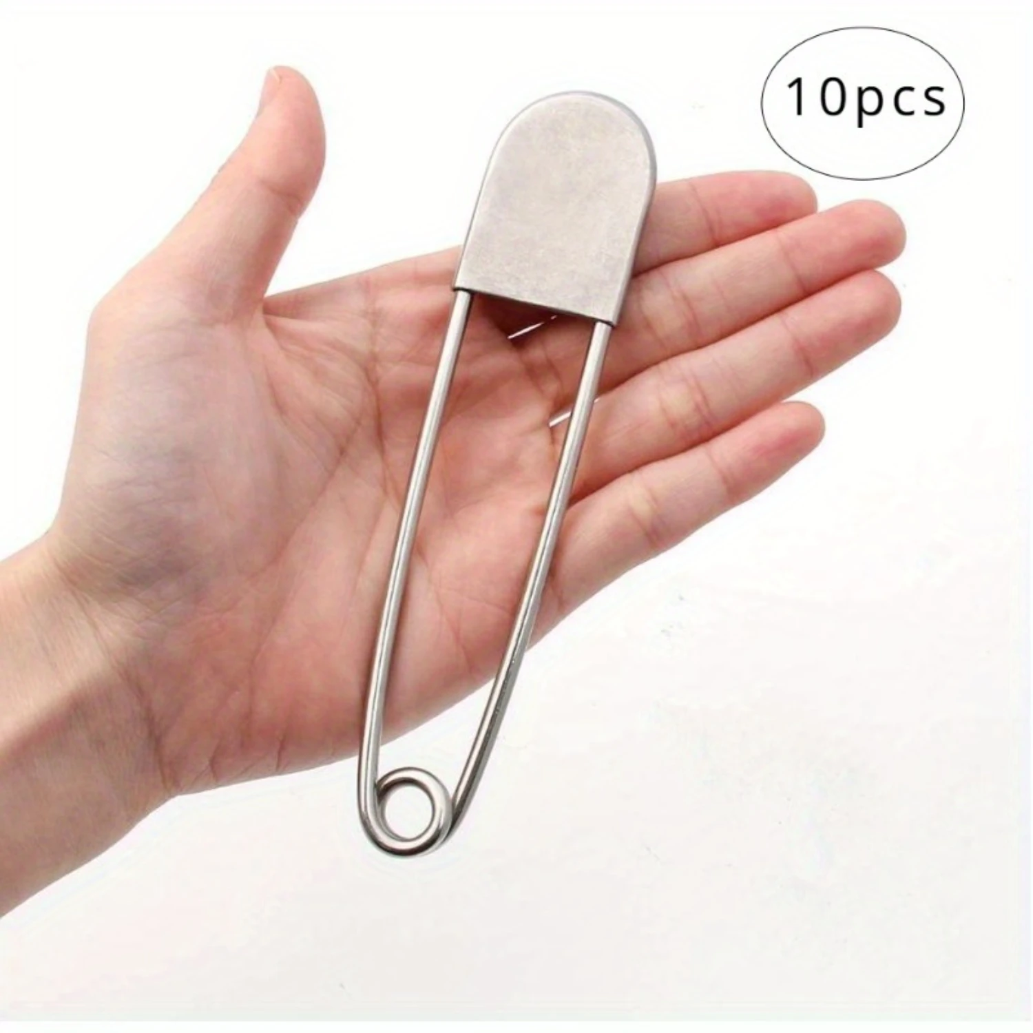 Extra Large Stainless Steel Safety Pins - 10 PCS - Perfect for Blankets, Heavy Laundry, and Upholstery Cat scratcher Pet closet