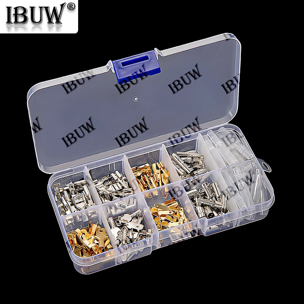 150PCS Cold Press Terminal Kit box 6.3mm 4.8mm 2.8mm Connectors & 4MM Male Fmale Terminals Silver Gold 6.3mm 4.8mm 2.8mm